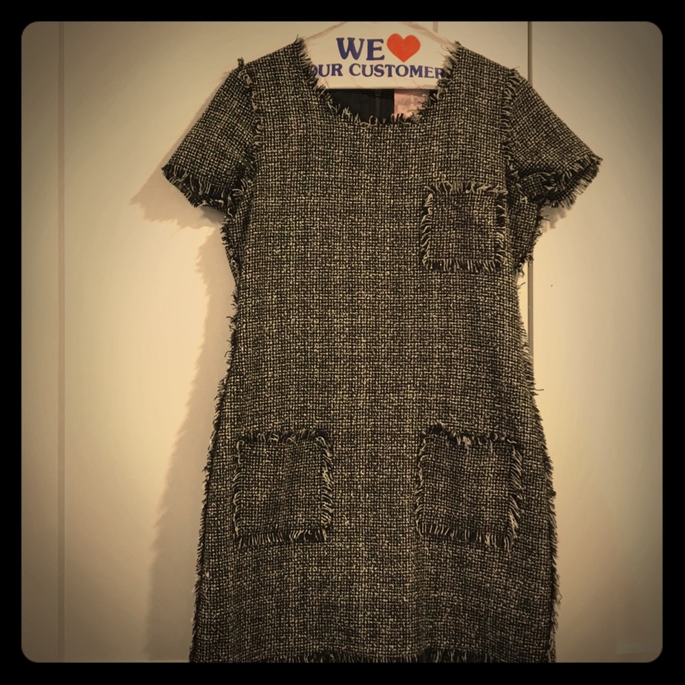 Romeo and Juliet black and white tweed dress